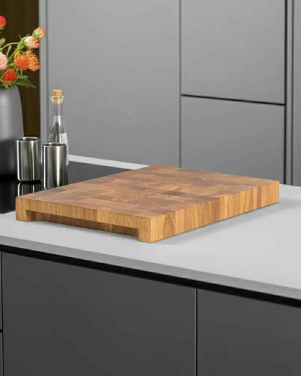 NXT Board Schneidebrett Eiche Stirnholz mit tiefen Griffmulden, 52,5 x 35 x 5,5 cm