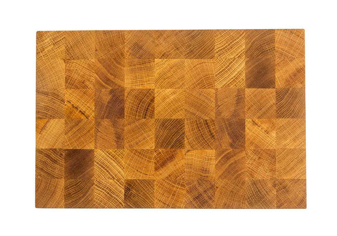 NXT Board Schneidebrett Eiche Stirnholz mit Griffmulden, 52,5 x 35 x 5,5 cm – Frontansicht