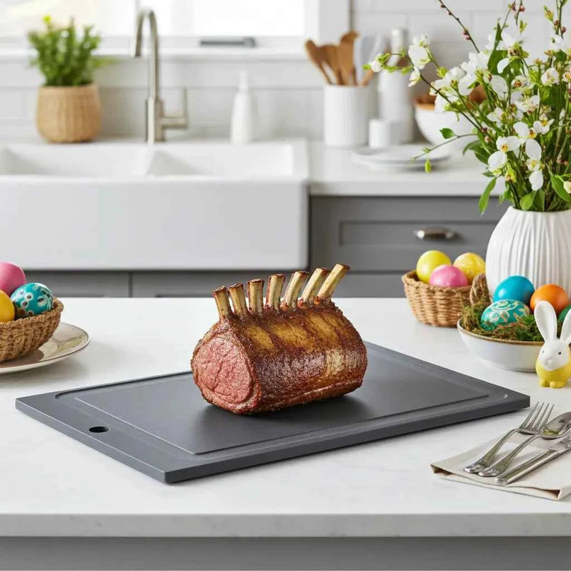 Schwarze Schneidebrett mit Saftlinie – Ihr zuverlässiger Küchenpartner für müheloses Kochen! - NXT Board