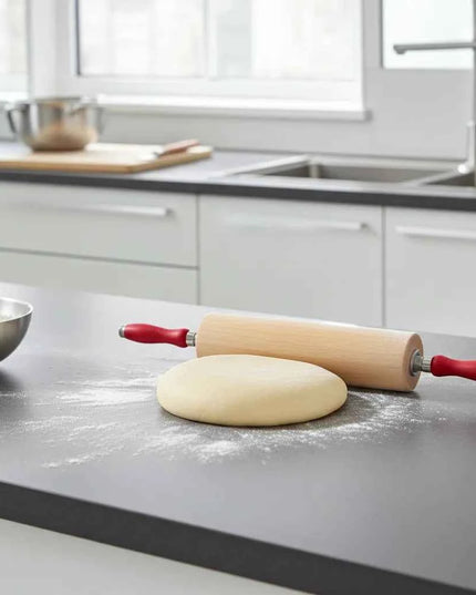 Profi-Teigroller aus Buchenholz mit Kugellager, 30–45 cm